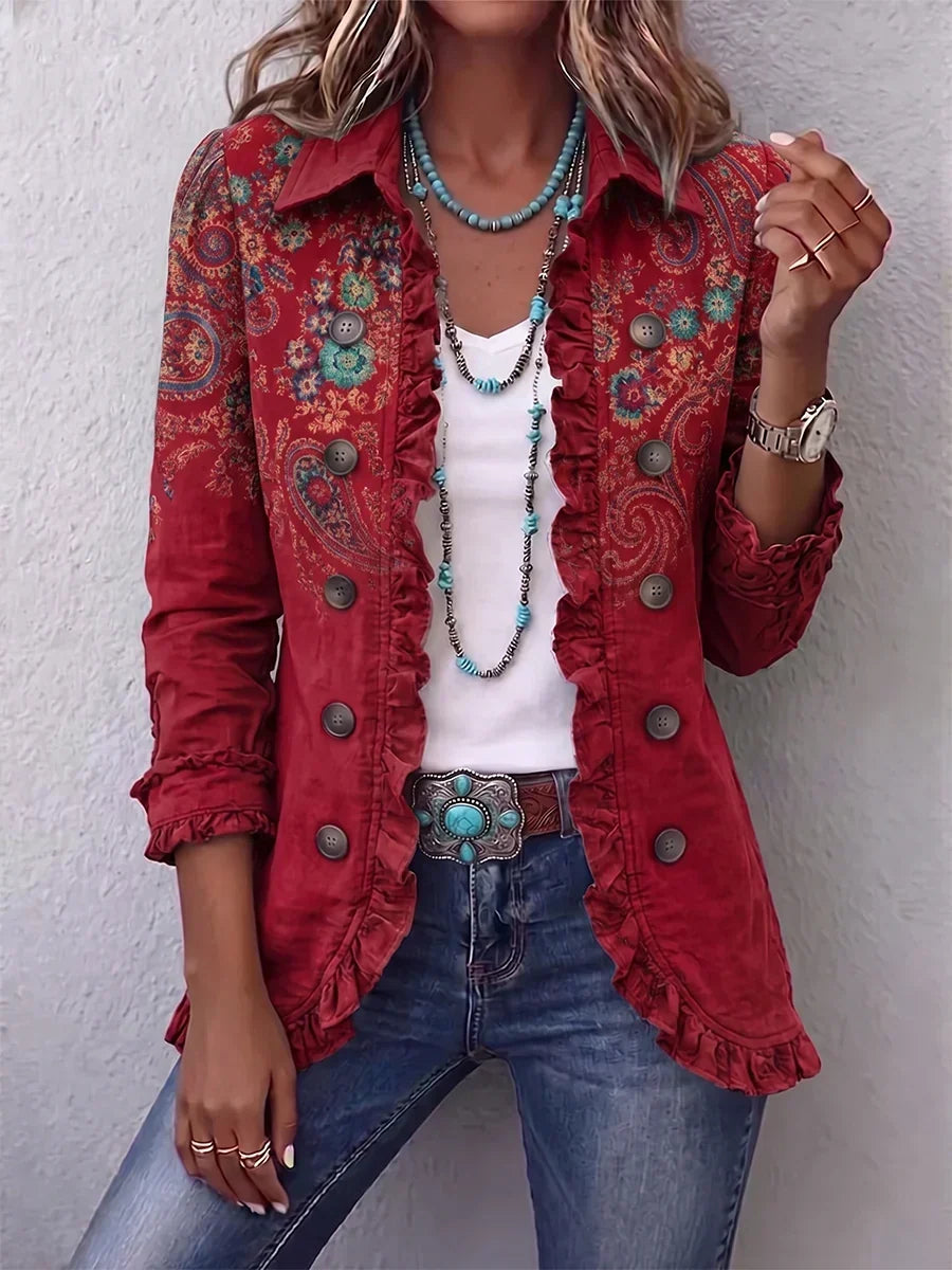 Sophia - Bohemian Paisley Ruffle Jacket