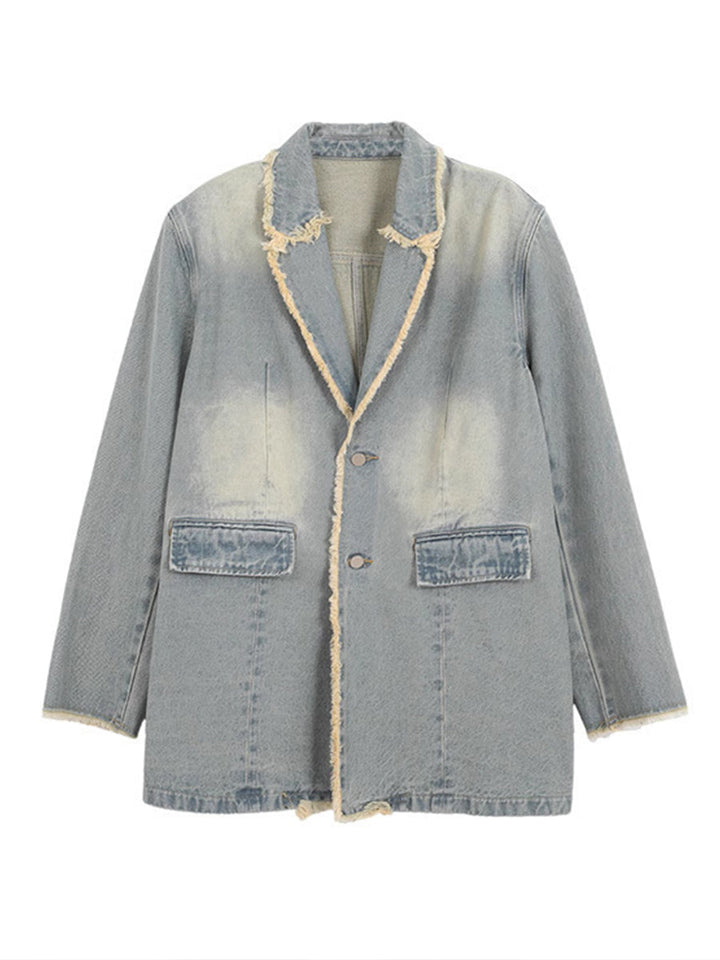 Hannah - Vintage-Style Oversized Blazer with Raw Edges