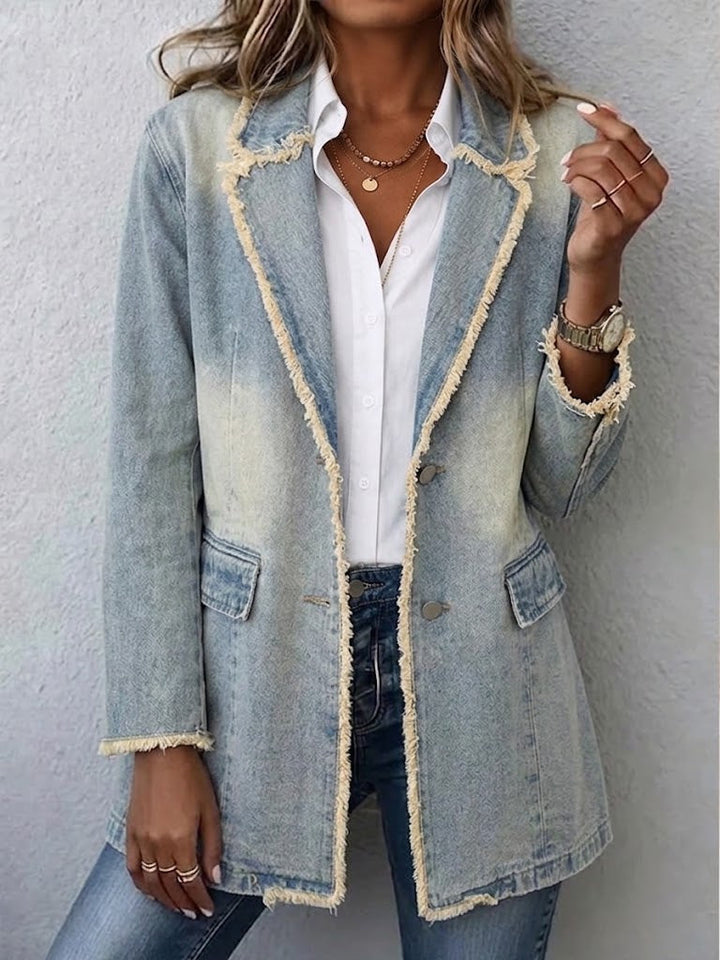 Hannah - Vintage-Style Oversized Blazer with Raw Edges
