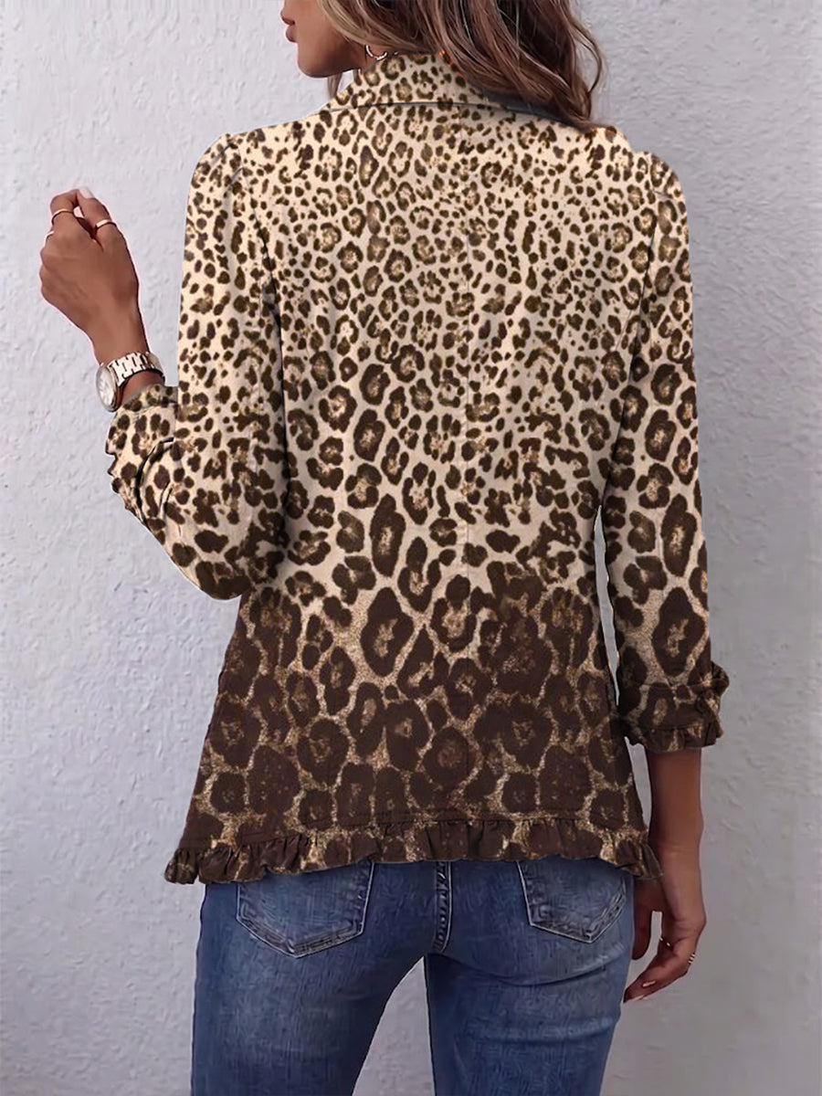 Abigail - Leopard Print Ruffled Jacket