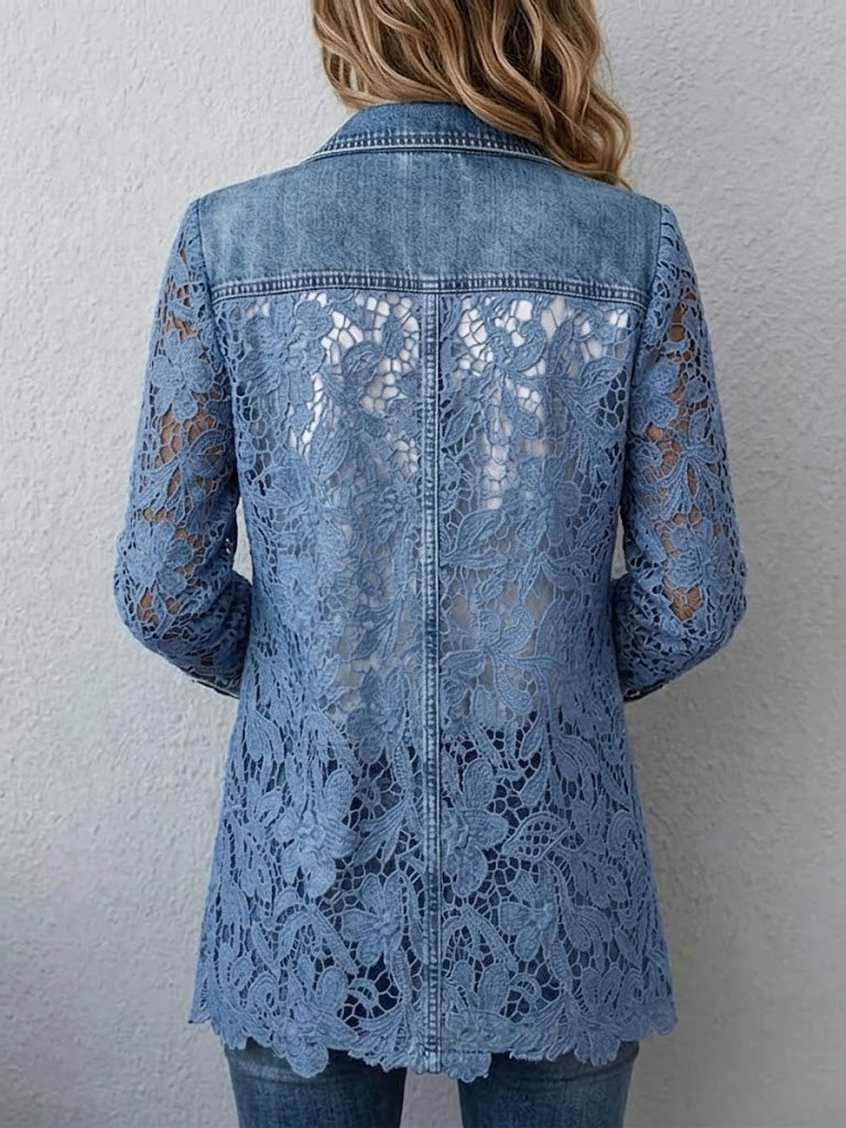Harper - Blazer Jacket with Floral Lace Paneling