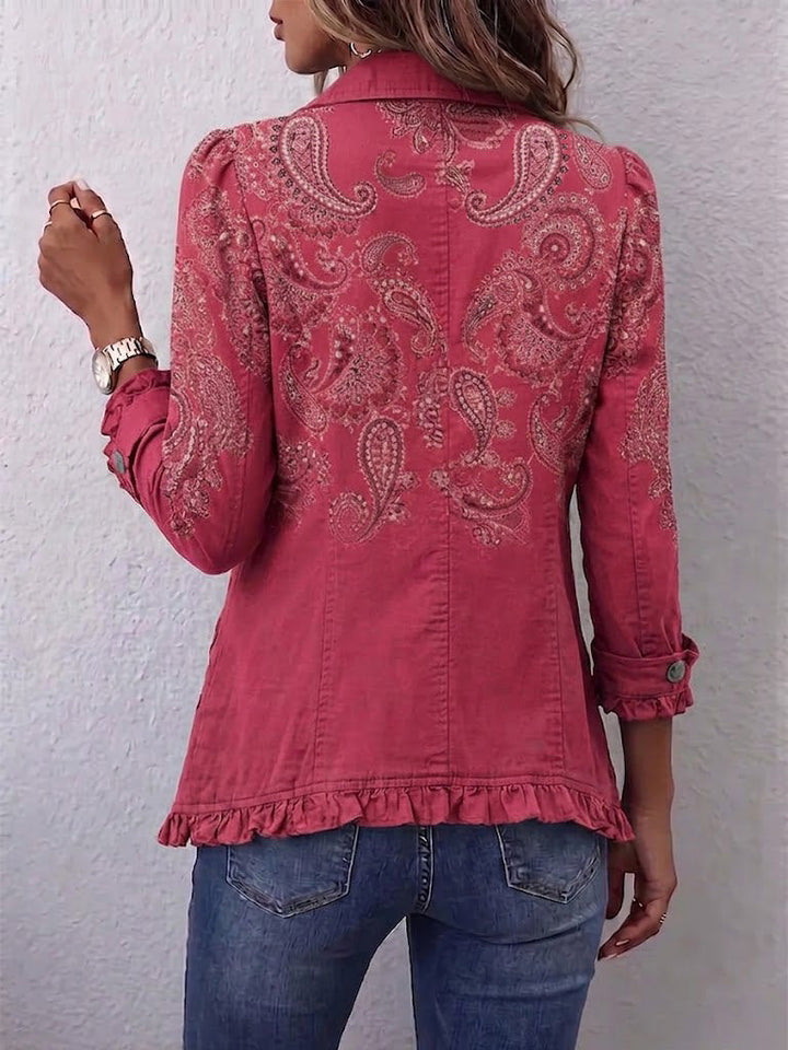Camila - Vintage Paisley Print Ruffled Jacket