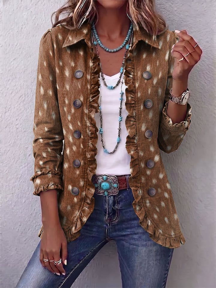 Layla - Bohemian Animal-Print Ruffled Jacket
