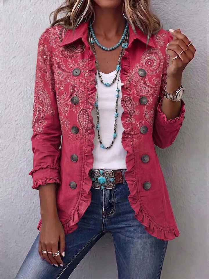 Camila - Vintage Paisley Print Ruffled Jacket