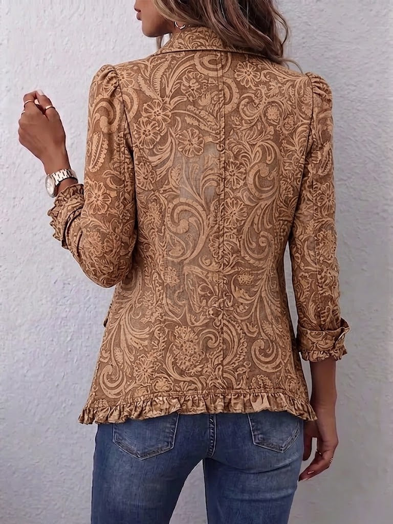 Madison - Vintage Bohemian Floral Print Ruffled Jacket