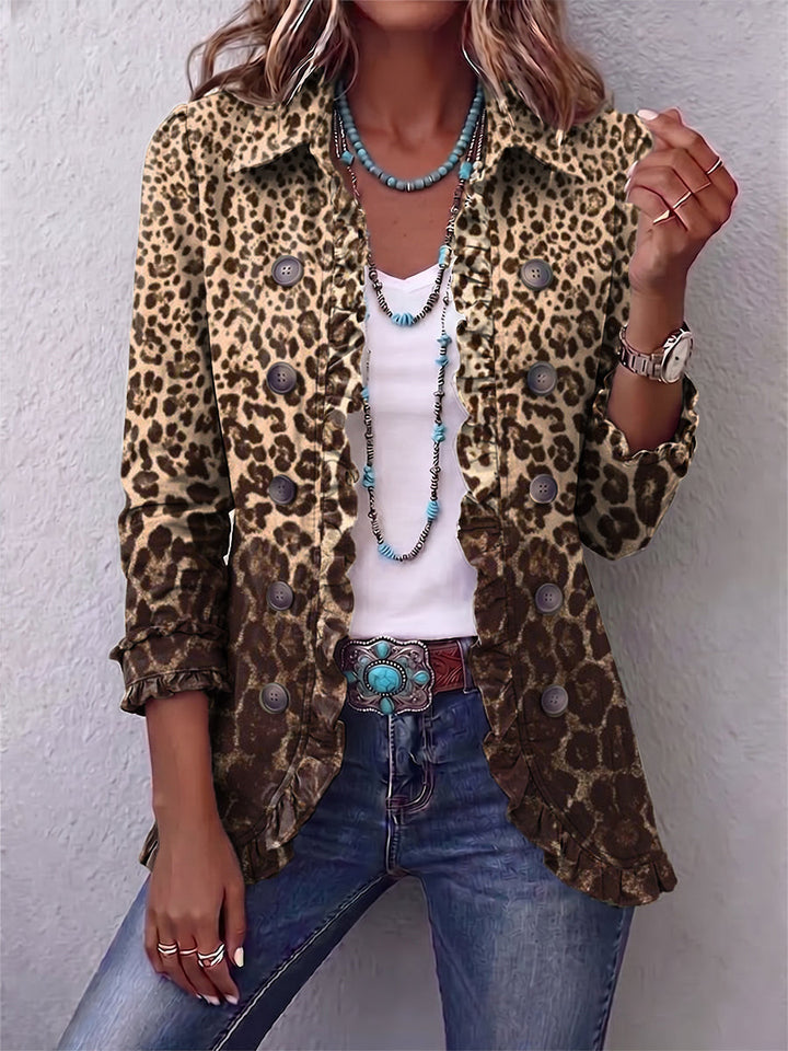 Abigail - Leopard Print Ruffled Jacket