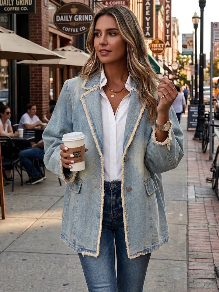Hannah - Vintage-Style Oversized Blazer with Raw Edges
