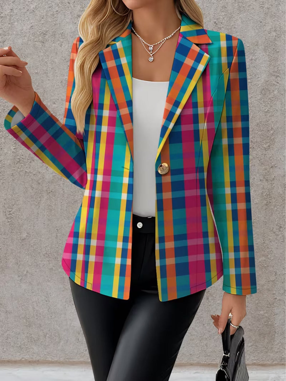 Scarlett - Women's Multicoloured Plaid Blazer