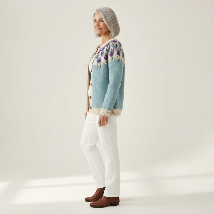 Rosemary - Blossom Print Yoke Cardigan - View 2