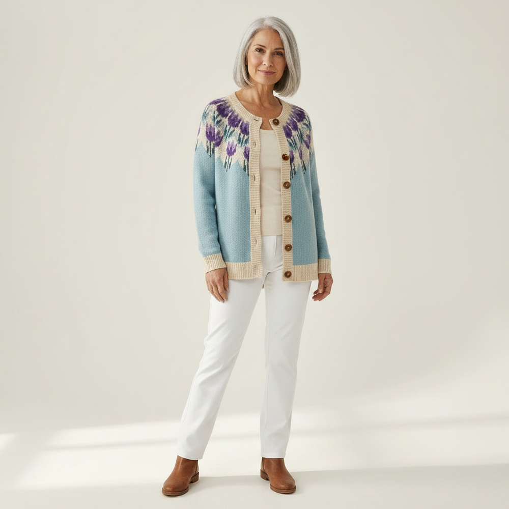 Rosemary - Blossom Print Yoke Cardigan - View 1