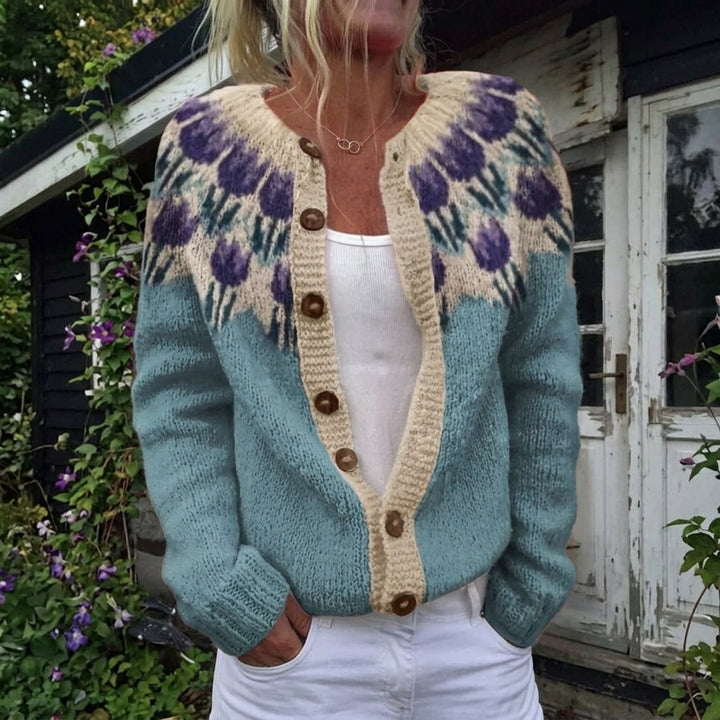Rosemary - Blossom Print Yoke Cardigan - Product Photo