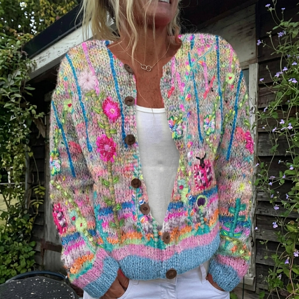 Silvia - Colourful Blossom Print Cardigan - Product Photo
